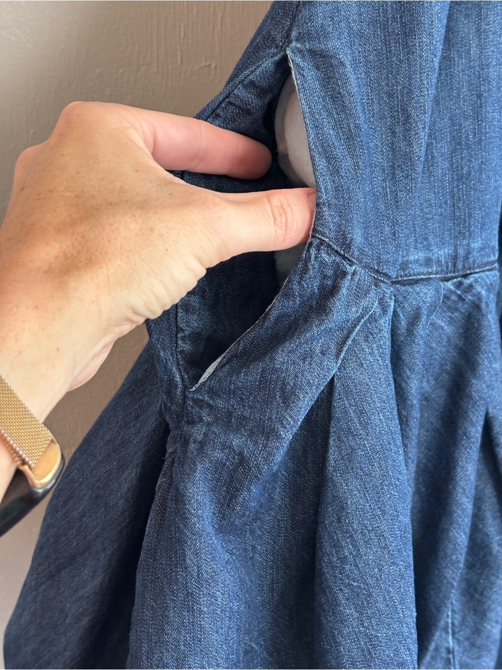 Free People Large Dark Denim Backless Halter Bubble Tent Dress Pockets Cotton - Picture 8 of 16
